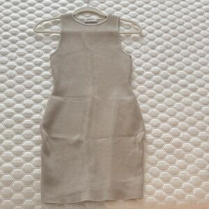 Aritzia Beige Ribbed Sleeveless Mini Dress